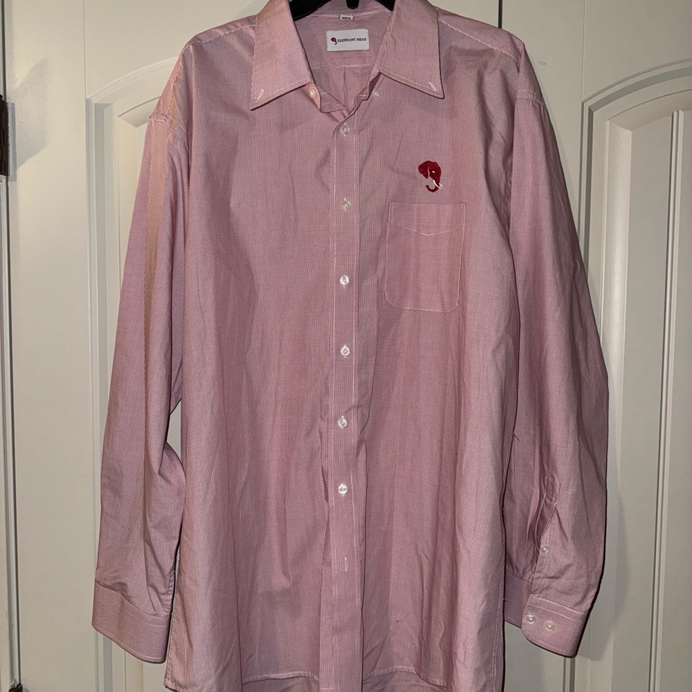 Men's elephant head Dress Shirt.  Roll Tide